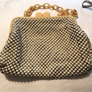 Vintage Whiting & Davis Carved Bakelite Alumesh Handbag Ivory Plus 2 More